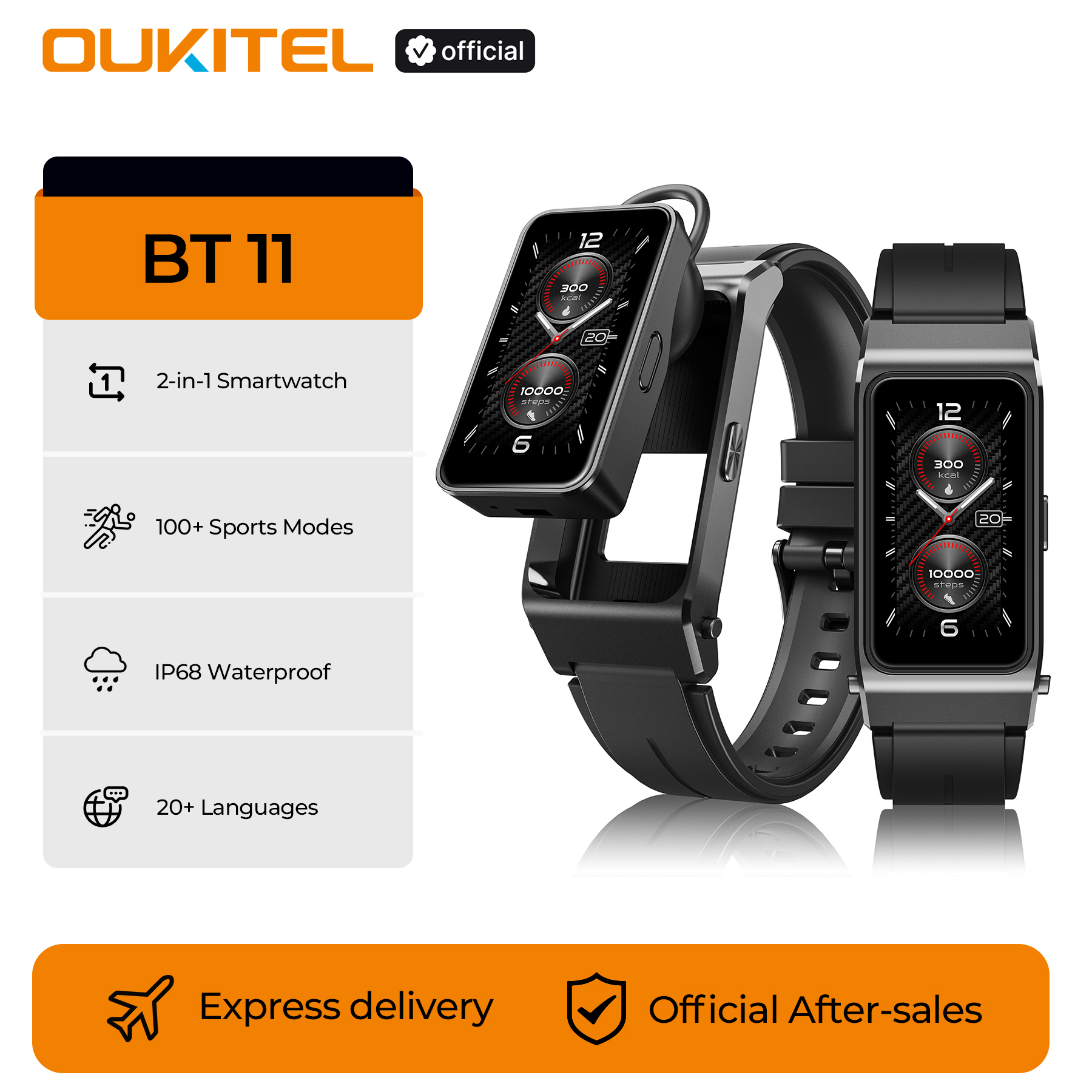 Smartwatch Health Watches - OUKITEL BT11 Smartwatch Bluetooth Headset 2-in-1,