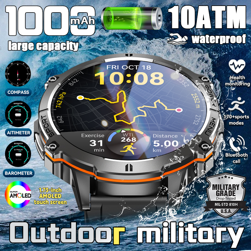 Smartwatch Military Watches For Men - 2026New Military 1000mAh Sports SmartWatch Men