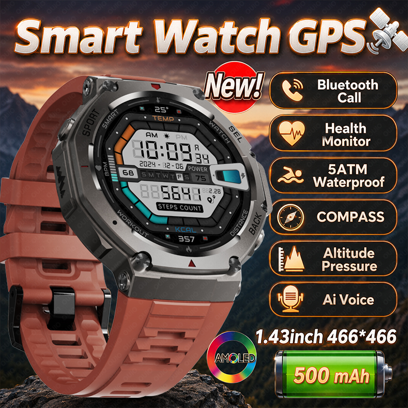 Smartwatch Military Watches For Men - 2026 New Military DM58 GPS Smart