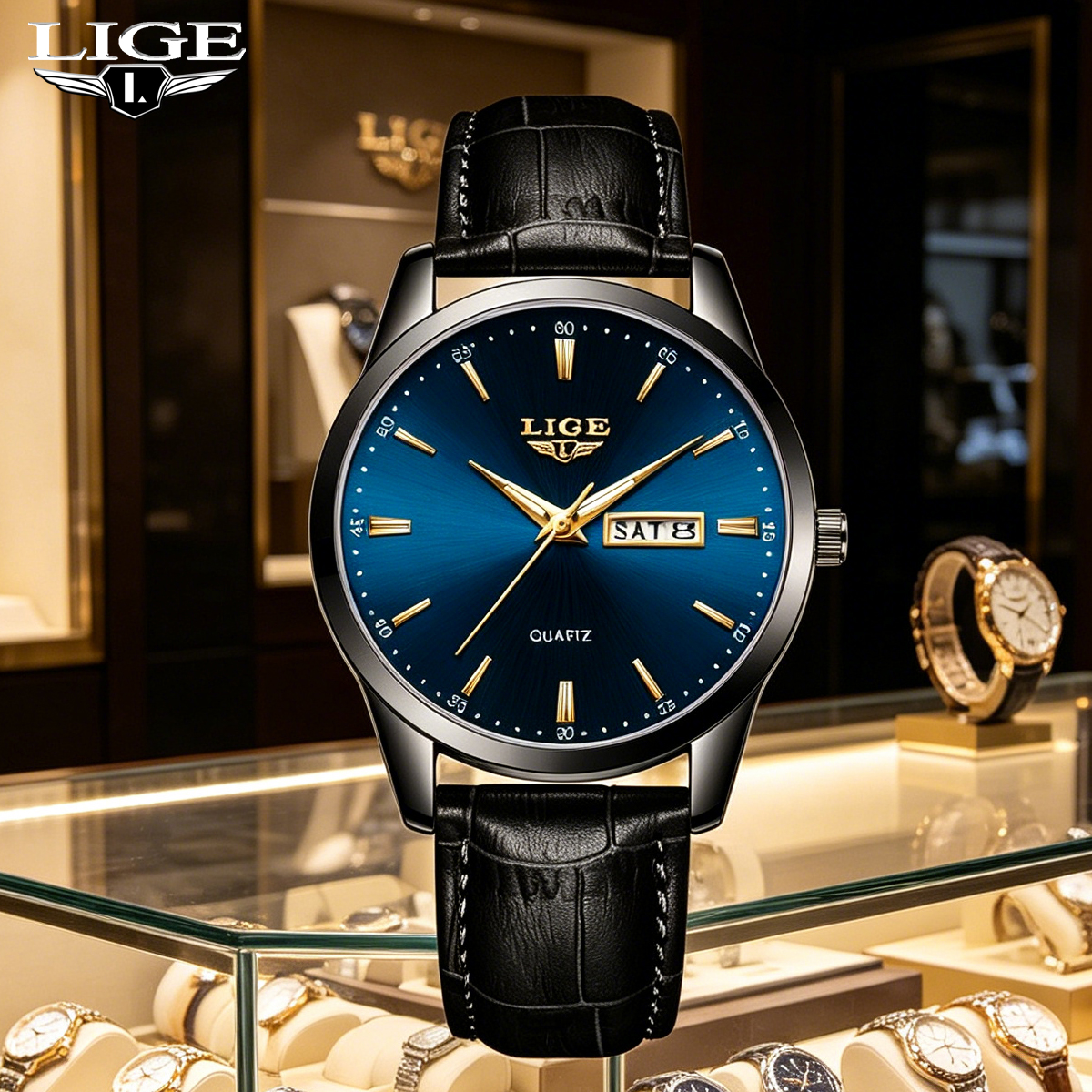 Smartwatch Military Watches For Men - LIGE Man Watch Fashion Leather Strap