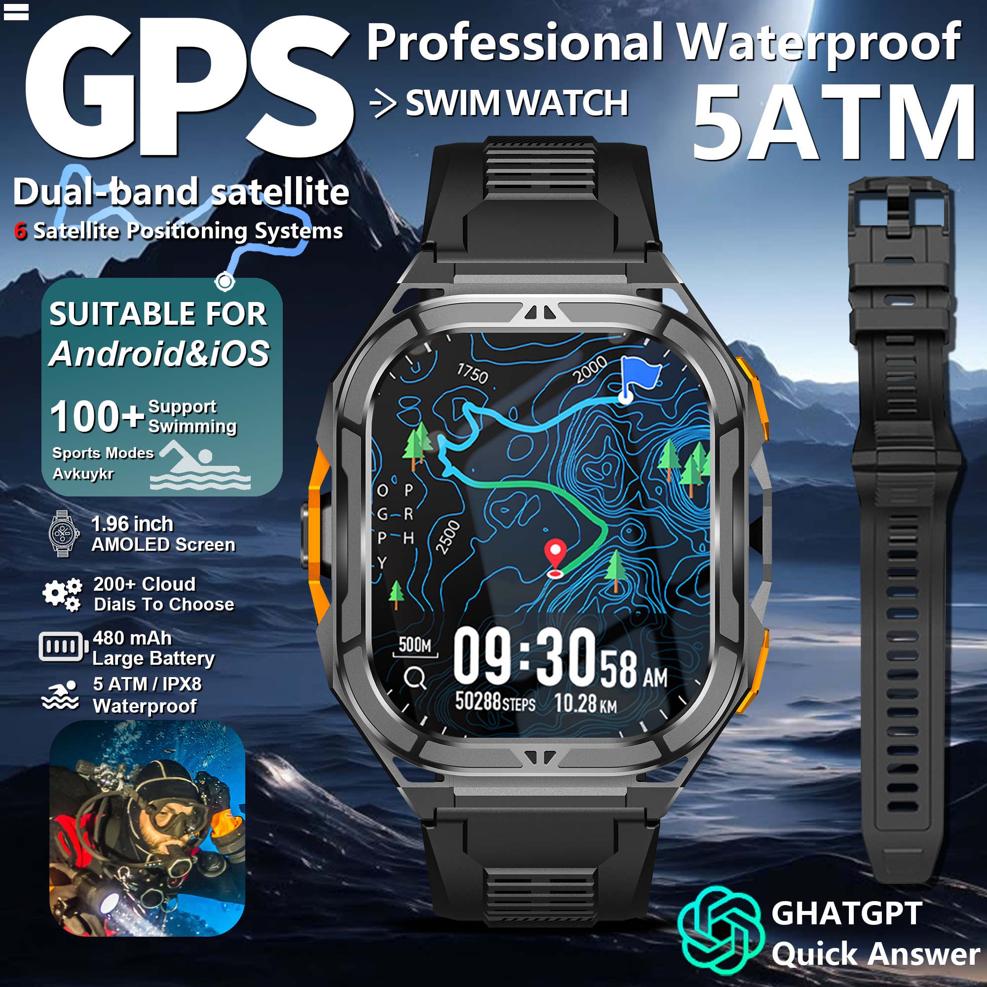 Smartwatch New Watches 2025 - 2025 new GPS dual-band positioning sports