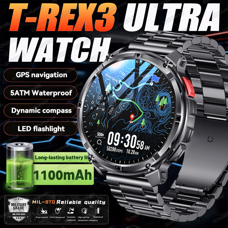 Smartwatch Military Watches For Men - 2026 New T-Rex3 Ultra 1100Mah Military