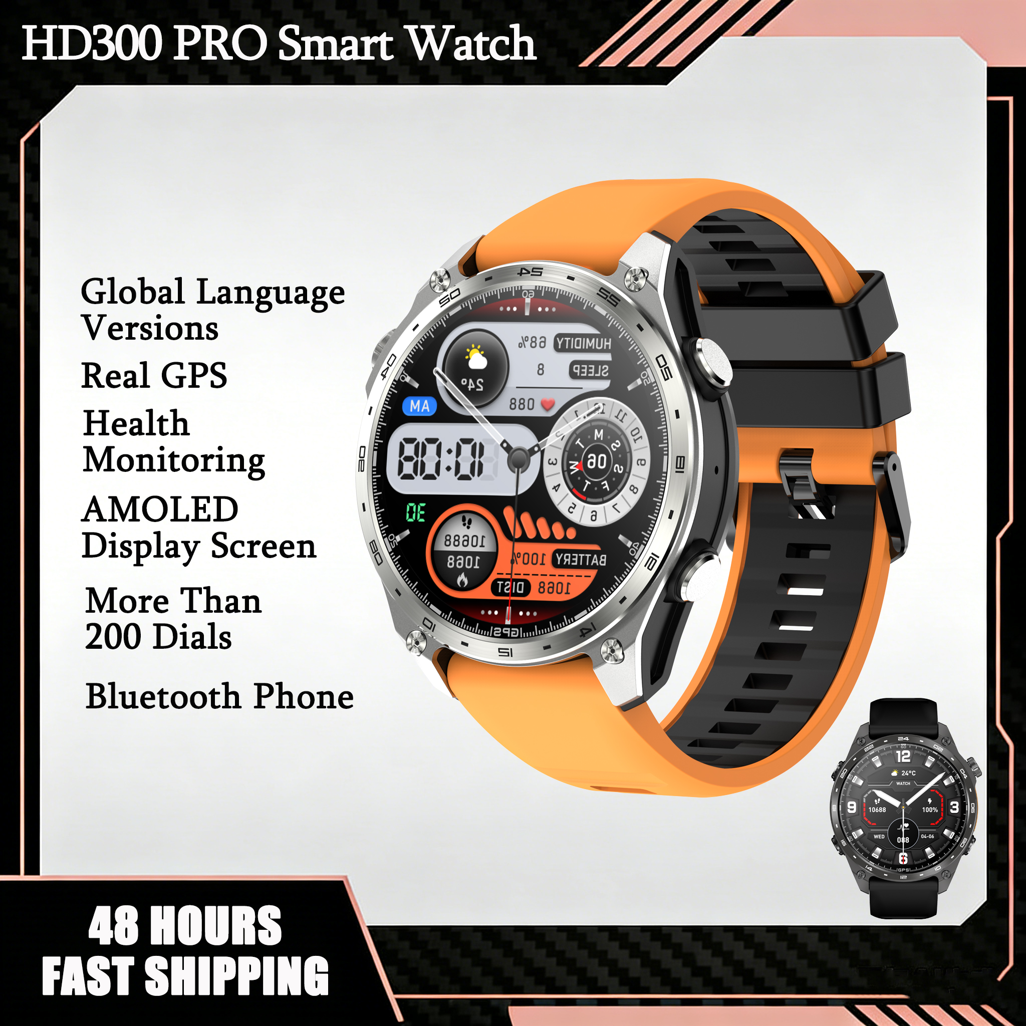 Smartwatch Health Watches - GPS Smart Watch for Outdoor HD300Pro