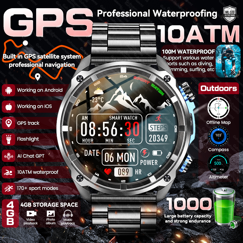 Smartwatch Watches Brands For Men - New Military Men Accuracy GPS Smart
