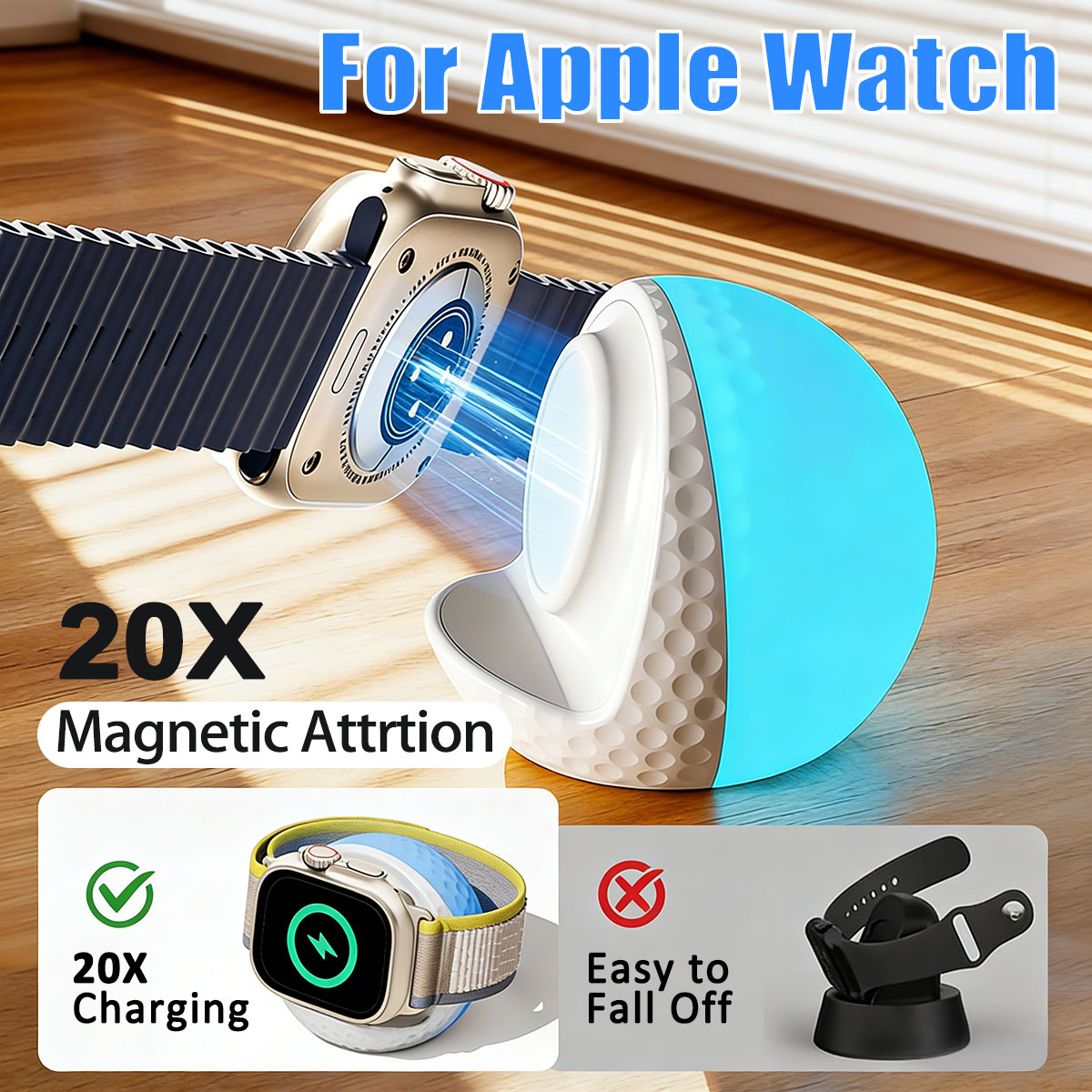 Watch Charging Dock - Portable RGB Lighting Wireless Charger Stand