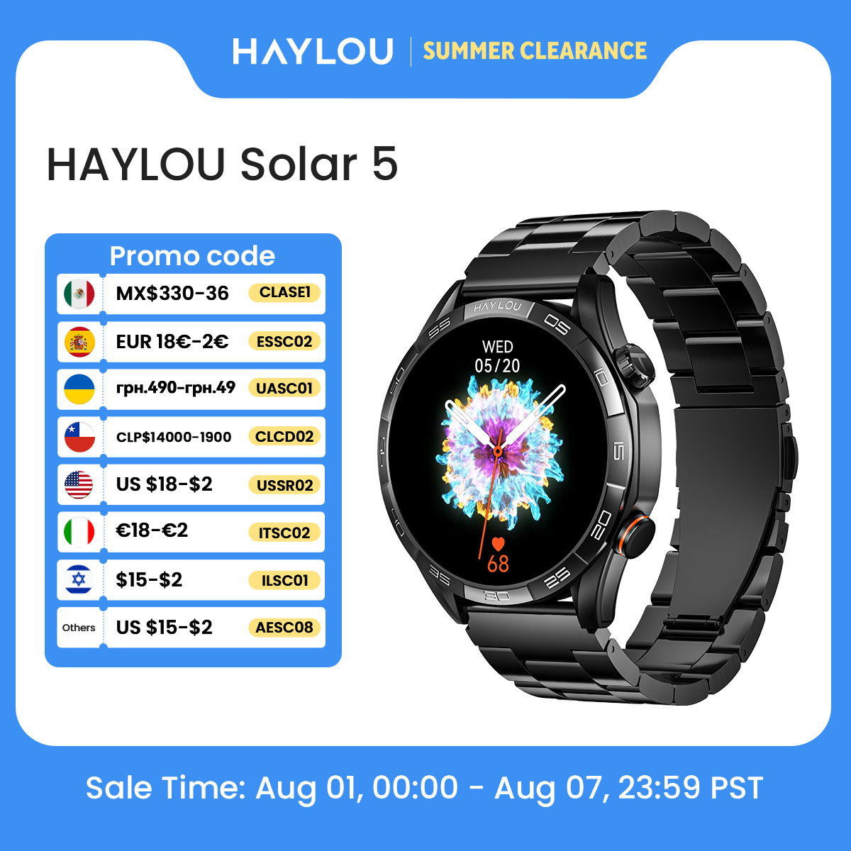 HAYLOU Solar 5 Voice Calling S - Smartwatch Health Watches recension och pris
