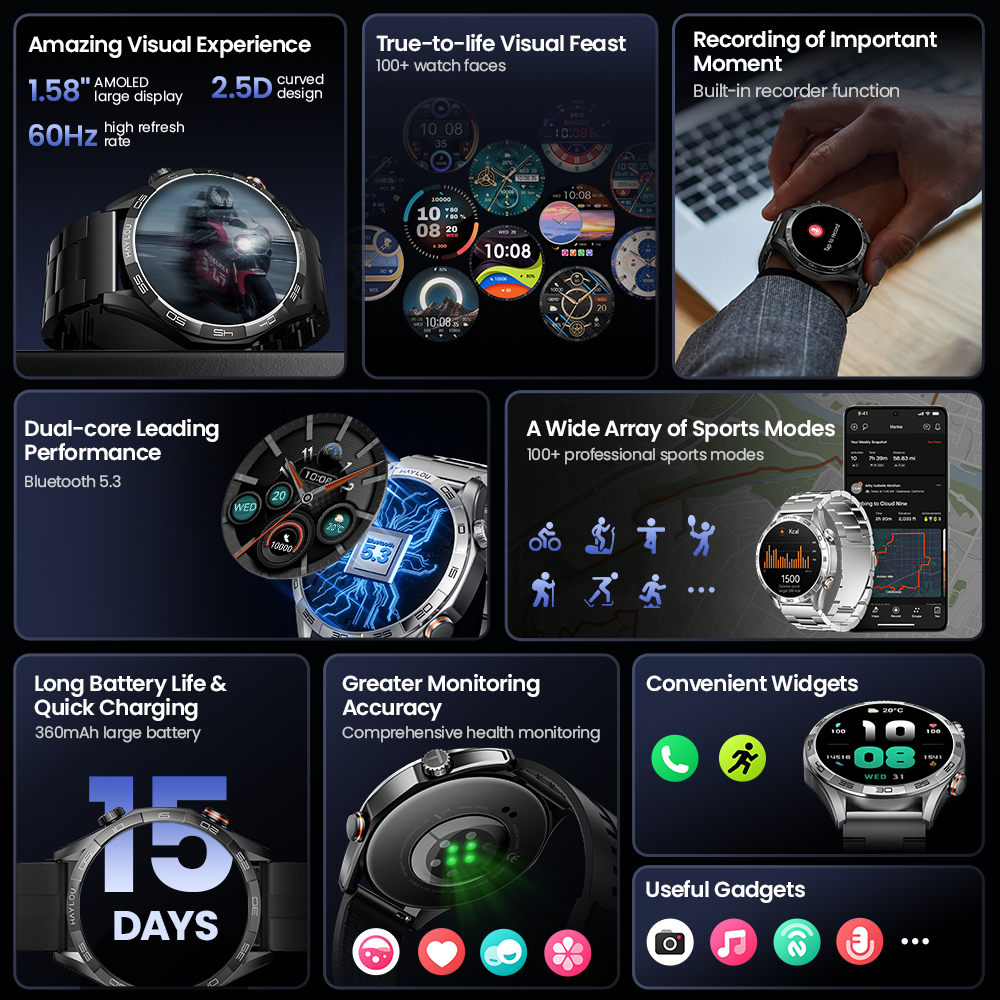 HAYLOU Solar 5 Voice Calling S - Smartwatch Health Watches recension och pris