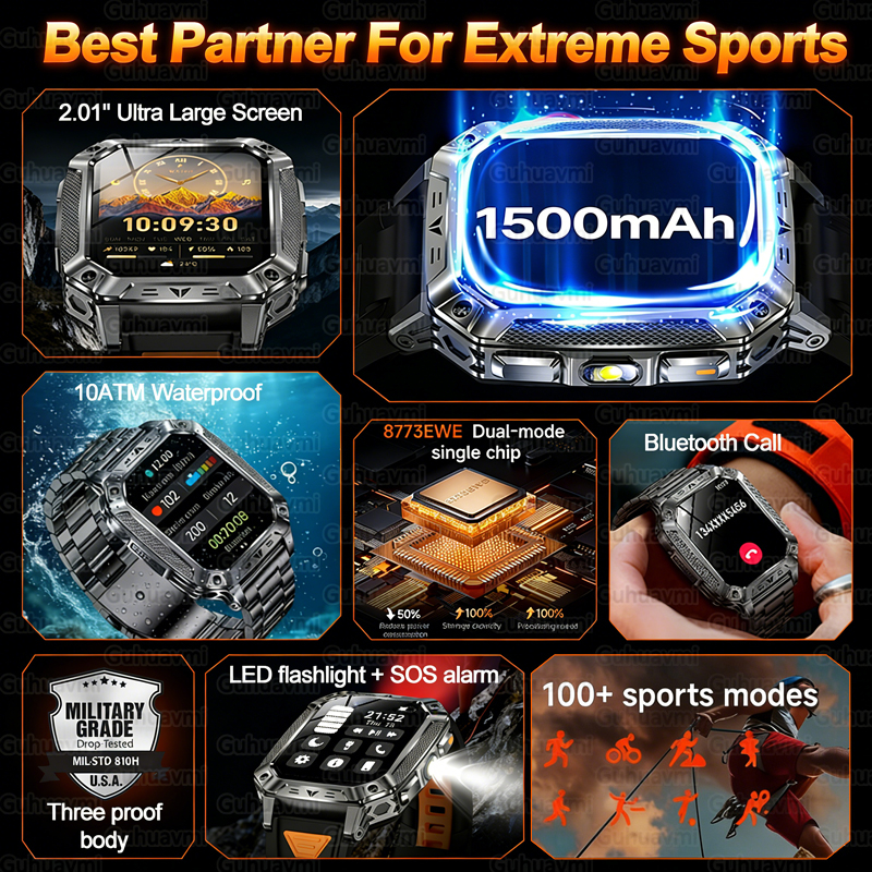 New 1500mAh Military Outdoor S - Smartwatch Military Watches For Men recension och pris