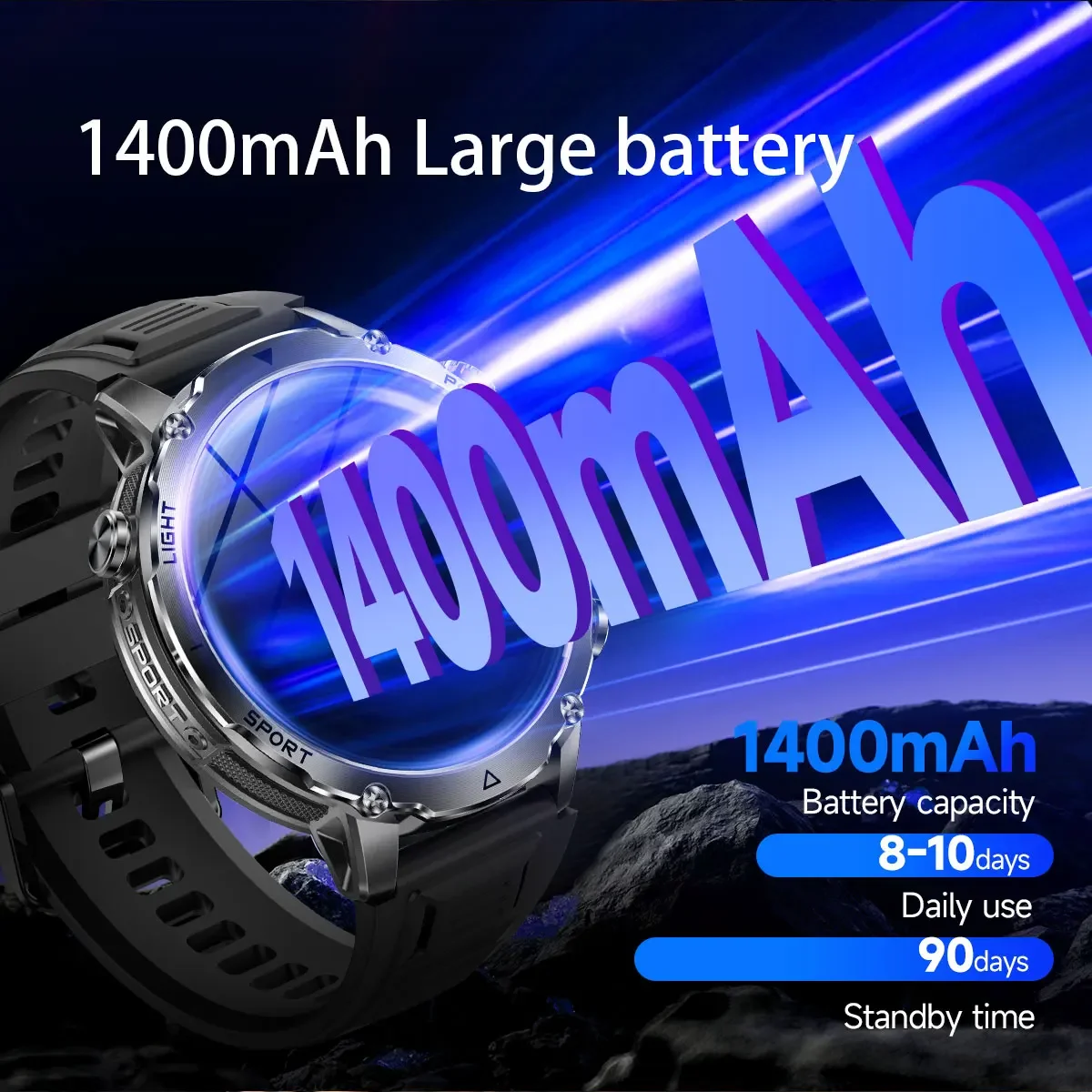 Brand+1400mAh Big Battery Smar - Smartwatch Military Watches For Men recension och pris