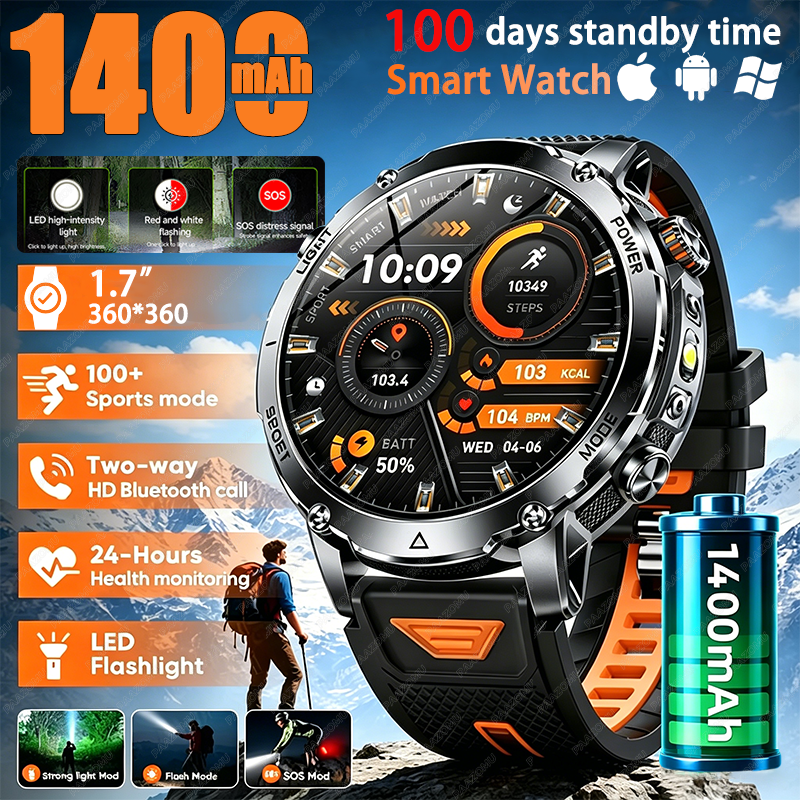 2026 New outdoor 1400mAh Batte - Smartwatch Military Watches For Men recension och pris