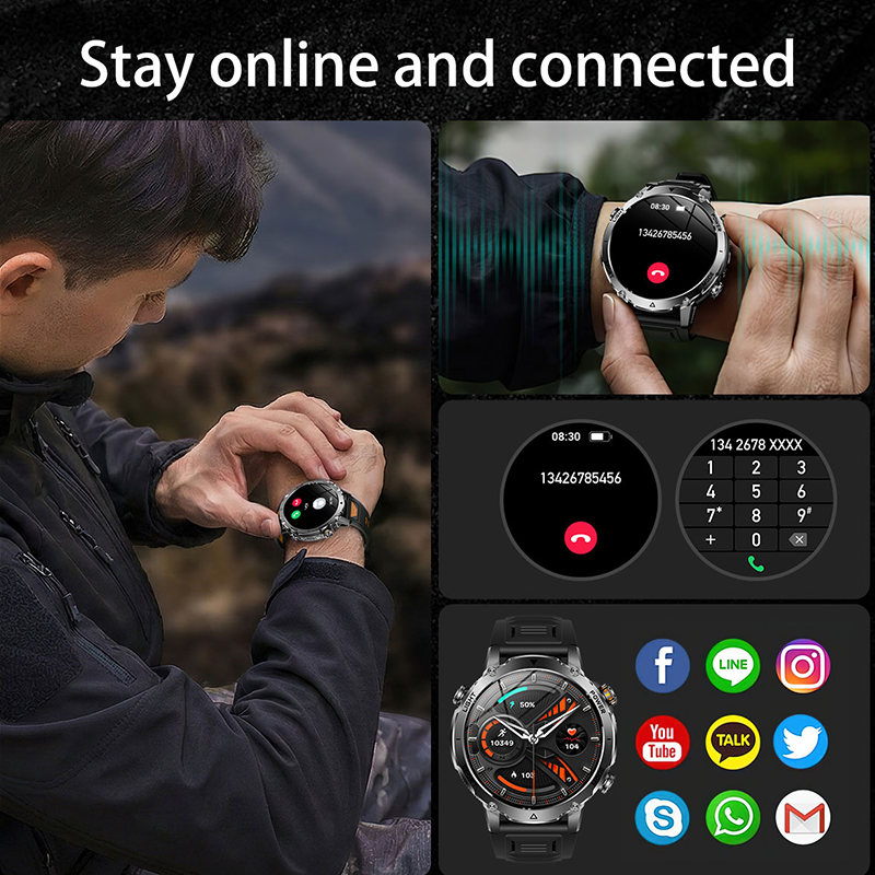 2026 New outdoor 1400mAh Batte - Smartwatch Military Watches For Men recension och pris