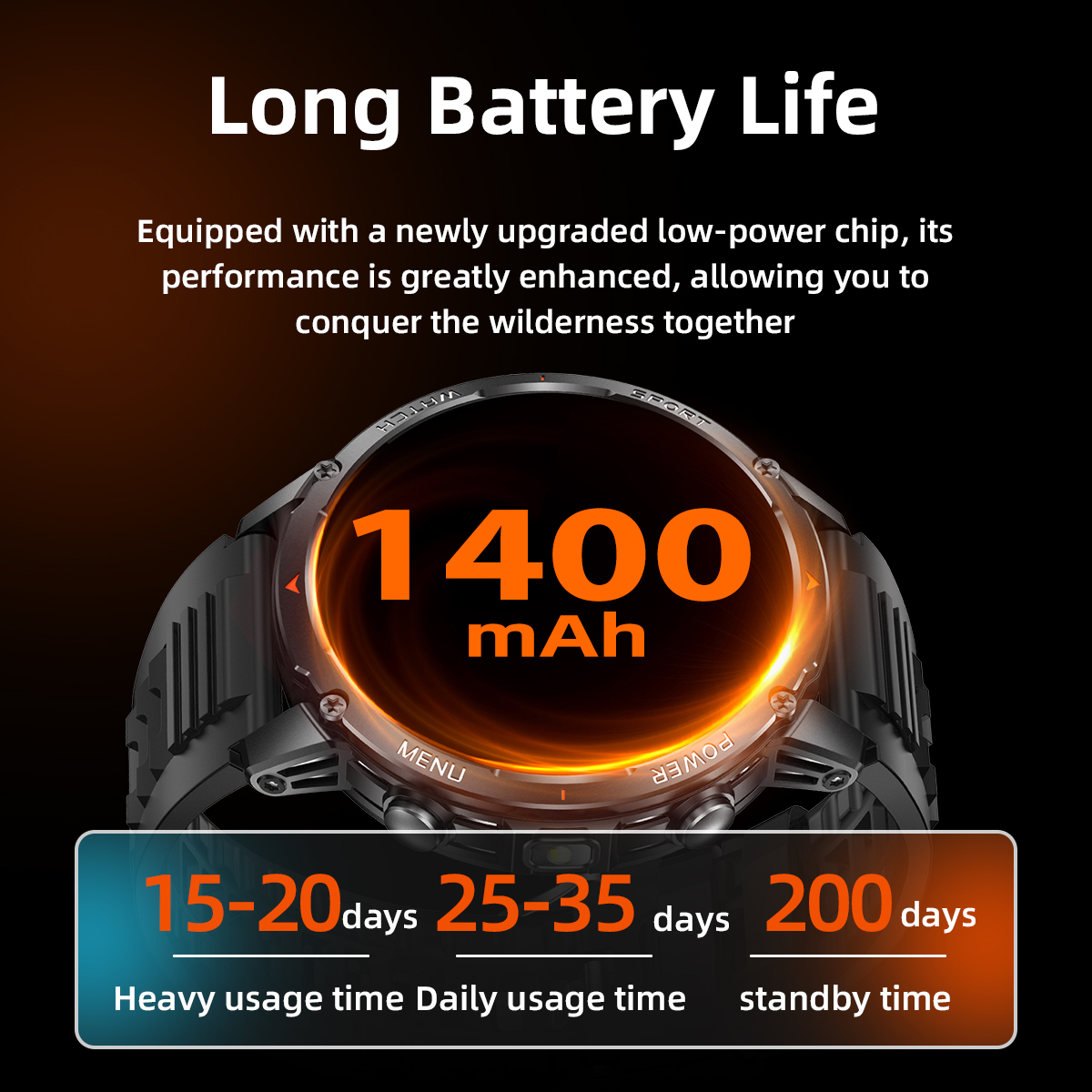 New Durable 1400mAh Battery T- - Smartwatch Military Watches For Men recension och pris
